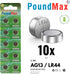 PoundMax 10 AG13 LR44 1.5 x V Alkaline Button Cell Battery