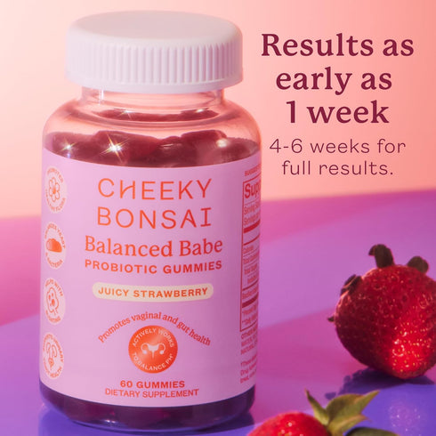 Gummies 5 60 Count Cheeky Bonsai, Vaginal Probiotic for Women - Balanced pH, Healthy Odor, and Flora Support - Billion