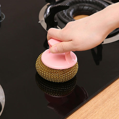 Ywmsfl Steel Scrubber for Cookware Detachable Scrubbing Head Efficient Tool Efficient Grease Removal Kitchen Essential