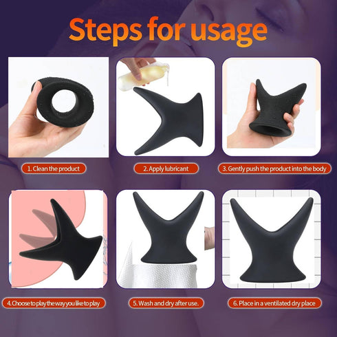 Yoikun Black Hollow Butt Plug, Silicone Butt Plug Anal Expander Vaginal Expander Anal Stretcher for Anal Trainer Anal