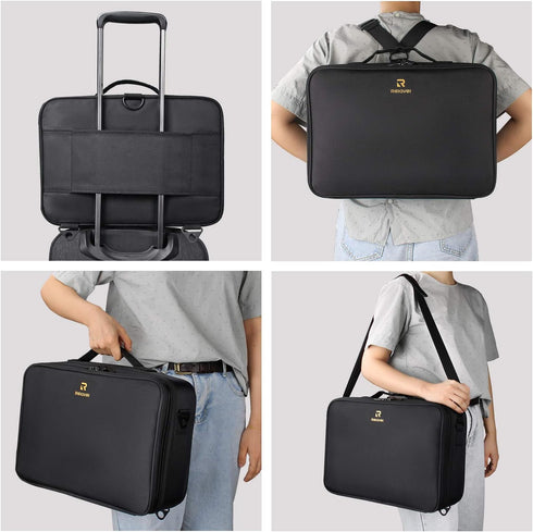 MONSTINA 3 Layers Large Capacity Makeup Case, 16.5'' Cosmetic Organizer Brush Bag for Makeup Artists