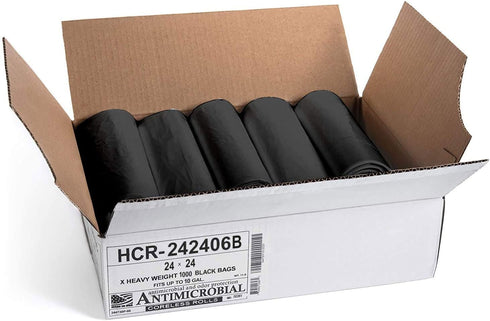 Aluf Plastics High Density Trash Bags, 10 Gallon, 1000 Count, 6 Micron (eq), 24" x 24", Black, for Bathroom, Office, Industrial, Commercial, Janitorial, Municipal, Recycling by Aluf Plastics