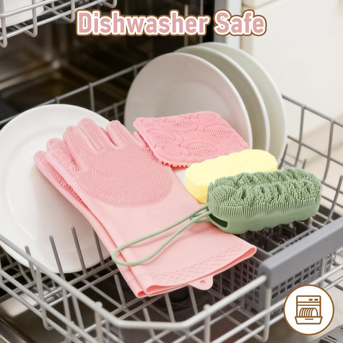 Vynusio 3 Pack Silicone Sponge Dish Scrubber Sponges Pad Reusable & Long Lasting, Silicone Kitchen Scrubber