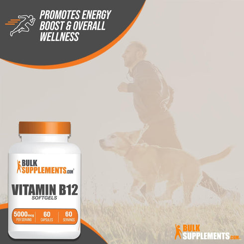 BulkSupplements.com Vitamin B12 1000 mcg Softgels, 60 Softgels, Gluten Free, Cyanocobalamin, 1 Softgel per Serving