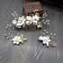 NUOBESTY 4Pcs Wedding Hair Clip Comb, Handmade Bridal Hair Clip, Pearl Floral Leaf Accessories for Women Wedding (White)
