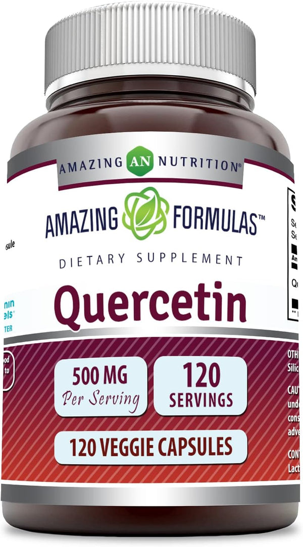 Amazing Formulas Quercetin 500mg, 120 Veggie Capsules - Non-GMO & Gluten Free for Overall Health