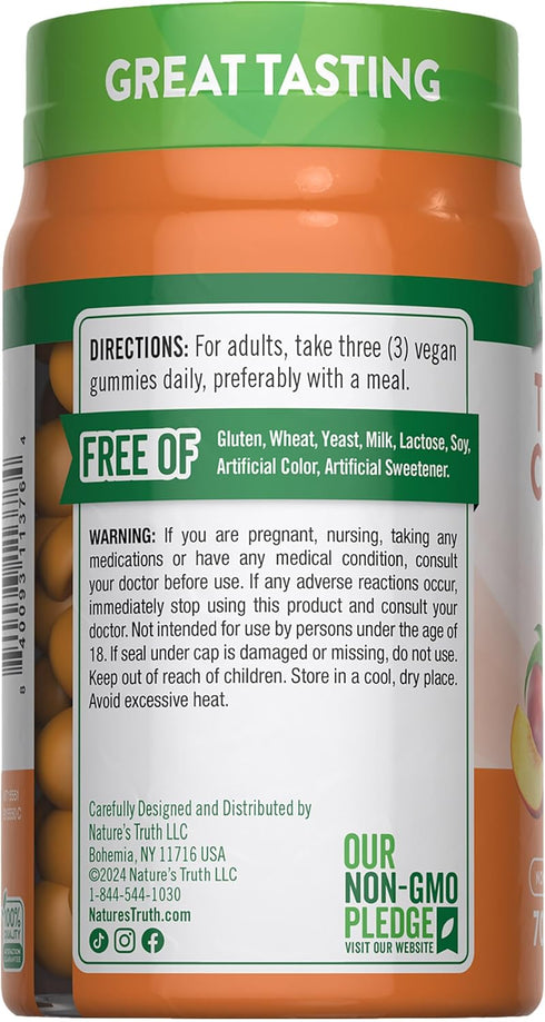 Nature's Truth Turmeric and Ginger Gummies | 70 Count | Vegan, Non-GMO, Gluten Free, Peach Flavor Supplement