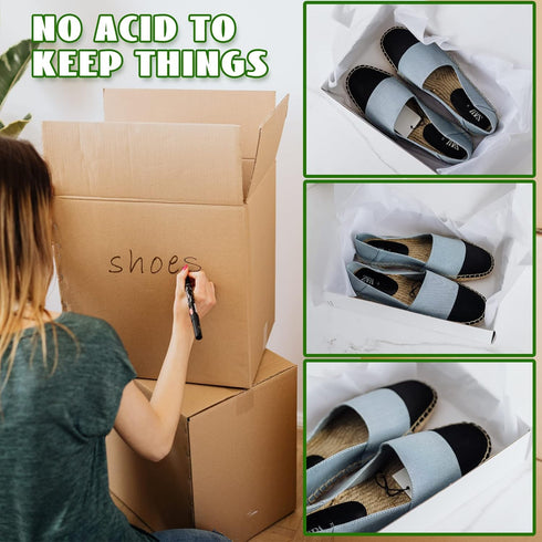 RYKOMO 100 Sheets Acid Free Archival Tissue Paper - 20 x 30 Inch Unbuffered No Acid White Packing Tissue for Storage