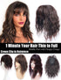 Water Wavy Hair Forehead Piece Clip, Middle Part Topper with Choppy Fringe, Thin, 45cm, Dark Brown