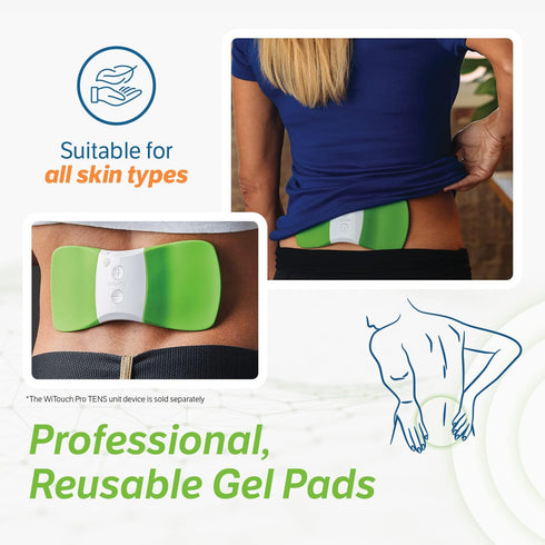 TENS Unit Replacement Gel Pads, WiTouch Pro & Aleve Direct Therapy, Reusable Self-Adhesive (10 Gel Pads)