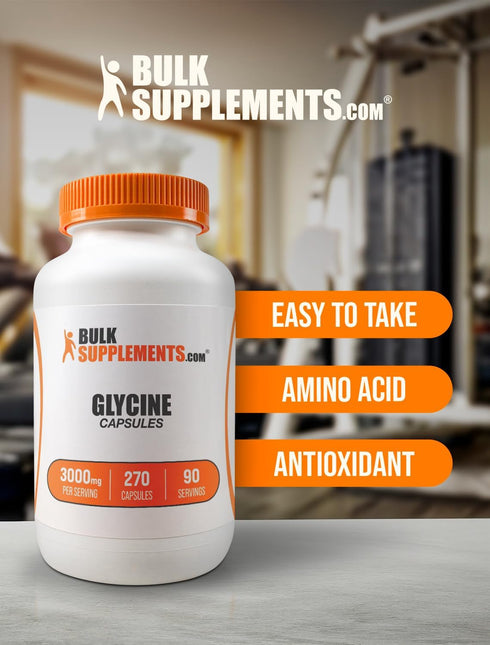 BulkSupplements.com Glycine Capsules 3000mg - Gluten Free Amino Acid Supplement, 270 Capsules (Pack of 1)