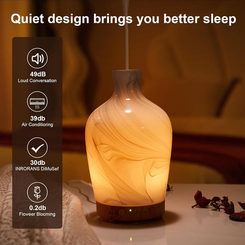 inrorans 160ml 7 Classical Vase Art Glass Aromatherapy Diffuser ultrasonic Cool Mist Scent Aroma Essential Oil Diffu er