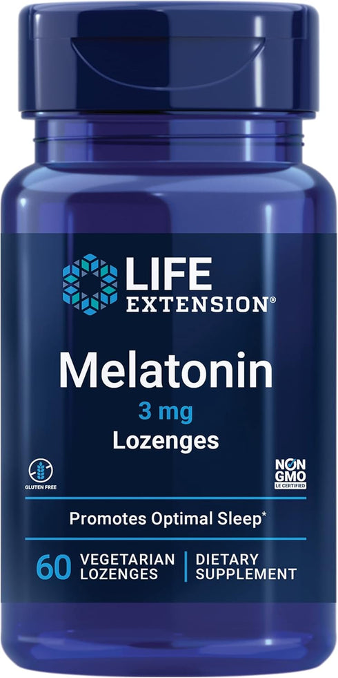 Life Extension Melatonin 3 mg, 60 Chewable Lozenges for Optimal Sleep Support, Healthy Circadian Rhythms