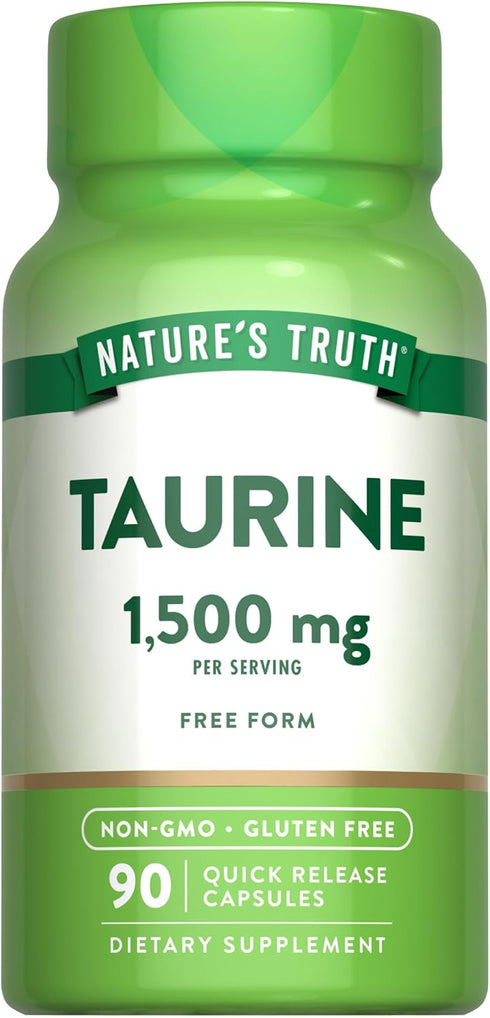Nature's Truth Taurine Supplement 1500mg, 90 Capsules, Non-GMO & Gluten Free Amino Acid Supplement