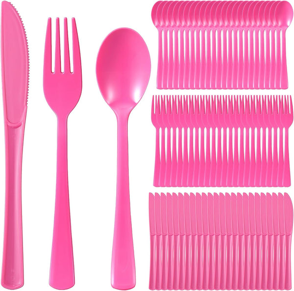 wlilupah 120 Disposable Plastic Cutlery Set 40 Forks and 40 Spoons and 40