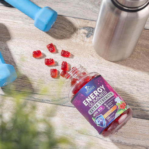 Extra Strength Energy Gummies with Vitamin B12, Green Tea & Natural Caffeine, 1000 mcg, 120 Count, Berry Flavor