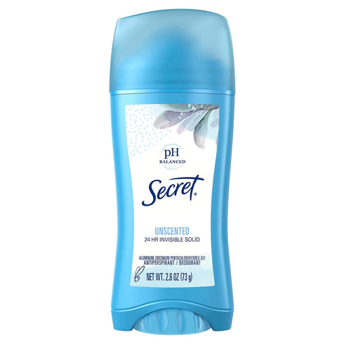 Secret Antiperspirant and Deodorant for Women, 24hr Sweat & Odor Protection, Unscented, 2.6 oz