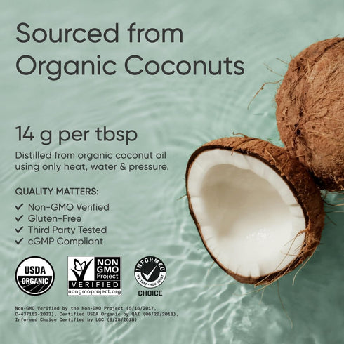 Sports Research Organic MCT Oil - Keto & Vegan MCTs C8, C10, C12 from Coconuts - 16 oz