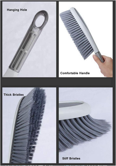 Tian Chen Hand Broom - 14 Inch Large Counter Duster with Stiff Plastic Bristle Brush for Home and Shop (Gray)