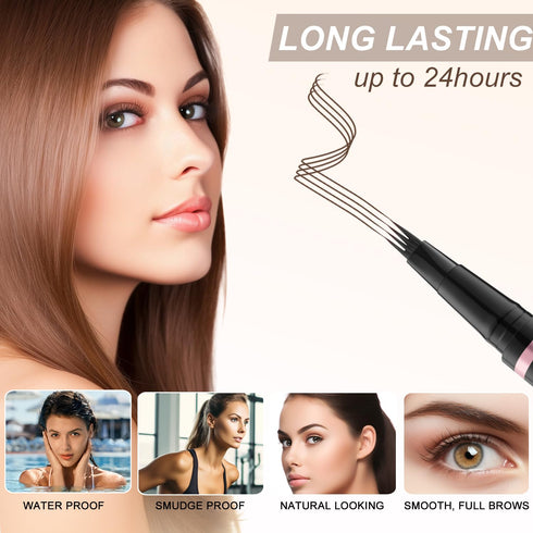 Eyebrow Pencil Makeup Kit, Waterproof 2-IN-1 Microblading Pen, Eyebrow Pomade, Dual-Ended Brush