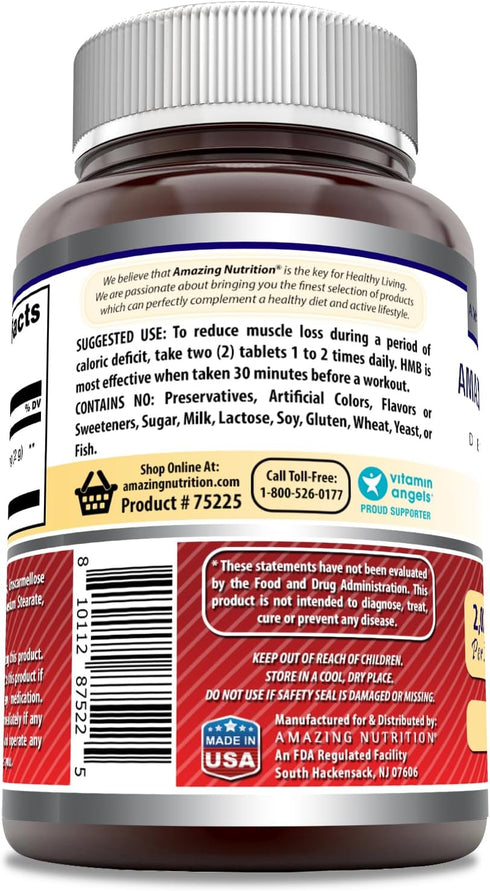 Amazing Formulas HMB 2000mg Tablets Supplement, Non-GMO, Gluten Free, 60 Count