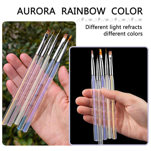 BQAN 5pc Nail Art Brushes - Professional Nail Ombre Brush and Design Painting Brushes Set