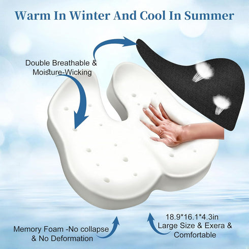Triforde Tailbone Ergonomic Memory Foam Seat Cushion - Relieves Sciatica, & Back Pain | for Office Chair & Wheelchair |
