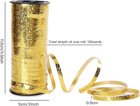 7 Pack Curling Ribbon - Crimped Metallic Balloon Ribbon for Gift Wrap, Christmas, Birthday, and Party Decoration