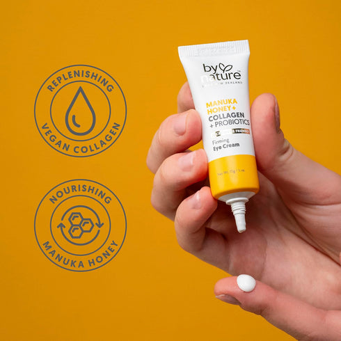 By Nature Eye Cream - Manuka Honey, Collagen & Probiotics for Dark Circles, Hydrating Under Eye Cream (0.5oz)