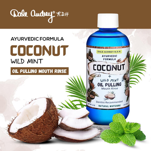 Coconut Pulling Oil for Teeth and Gums with Metal Tongue Scraper, Mint Coconut Oil Pulling, Alcohol Free