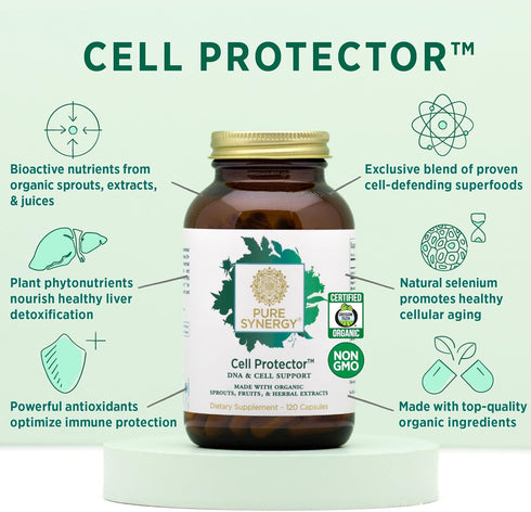 PURE SYNERGY Cell Protector | Cellular Health Supplement with Selenium & Organic Cruciferous Vegetables, 120 Capsules