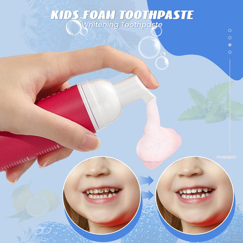 Fluoride Free Foam Kids Toothpaste, ELOTAME Natural Teeth Clean and Whitening, Organic Travel Toothpaste