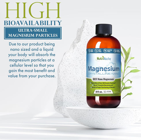 Liquid Magnesium by NutriNoche - 99.99% Ultra Pure Crystalline Nano Drops for Maximum Absorption