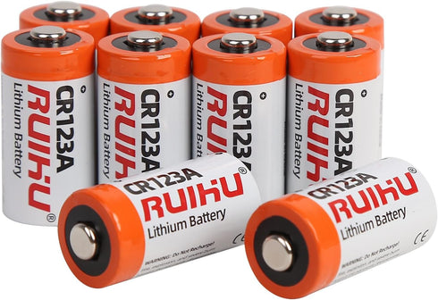 CR123A Lithium Battery, 10 Pack 3V 1500mAh Lithium Manganese Dioxide(Li-MnO2) Battery for Flashlight Alarm Smart Sensor Microphones, Non-Rechargeable (CR123A-10 Count)
