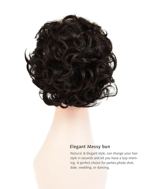 Yamel Messy Bun Scrunchie Chignon Hairpiece Updo Curly Bun Extension Combs in Dark Brown