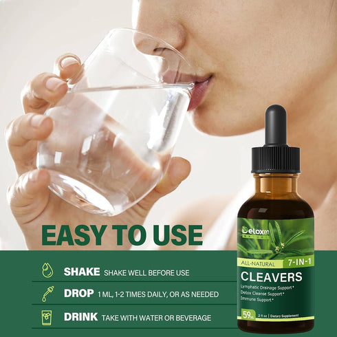 Horsetail. Immune Reishi.2 oz Cleavers Herb Extract Organic Drops for Lymphatic Drainage Support, Detox Cleanse Support
