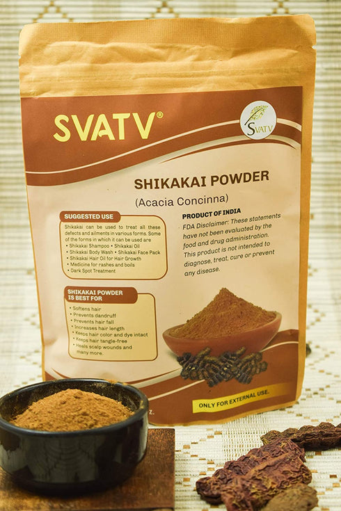 SVATV Shikakai Powder Acacia Concinna Natural Hair Growth & Ayurvedic Hair Mask, 227g 8oz, Natural Hair Care