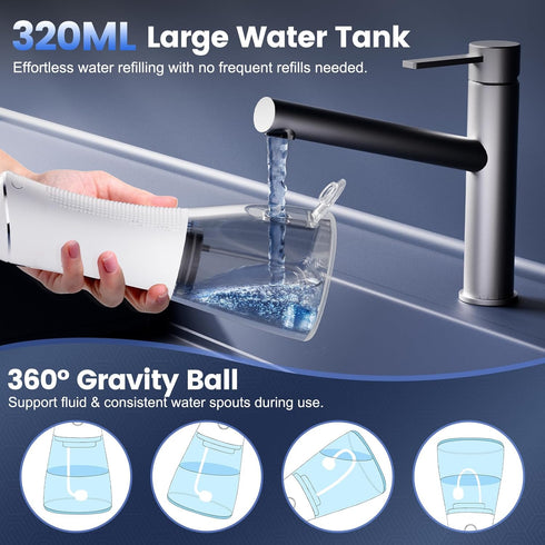 Reure 5 320ml IPX7 Water Flosser for Teeth Cleaning and Flossing, Modes Rechargeable Cordless Oral Irrigator Water Tank