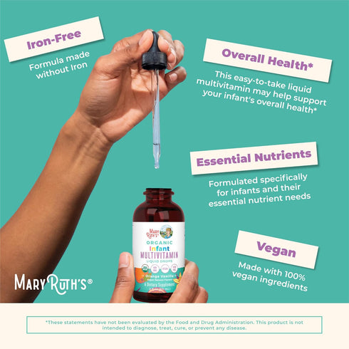 MaryRuth Organics Multivitamin & Multimineral for Infants | USDA Organic | Sugar Free | Liquid Vitamins for Babies 6-12