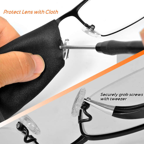 Eyeglasses Nose Pads, TEKPREM Screw in Replacement Kit with 5 Pairs Silicone Nose Pads, Tools