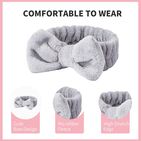WSYUB Spa Headband, Fluffy Makeup Headbands for Women, Facial Headbands for Washing Face, Bow Hair Band, Slumber Party