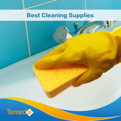 Packaging (5 Pack) Temede Large Cellulose Sponges, Kitchen Sponges for Dish, Thick Heavy Duty Scrub Sponges