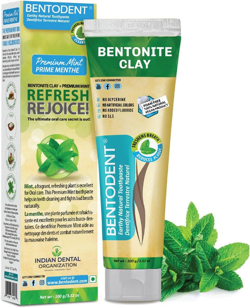 Pack Bentodent Calcium Bentonite Clay Toothpaste Fluoride-Free SLS Free Natural Toothpaste for Family Including Kids