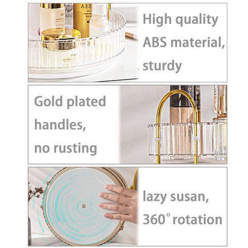 Rotating Makeup Organizer for Vanity | 3 Tier High-Capacity Clear Cosmetic Storage, Perfume Organizers, Dresser