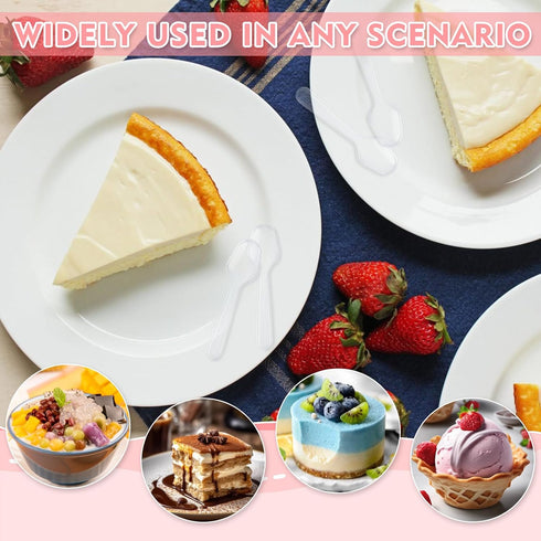 XJMWXHFC 500Pcs (3 Inch) Mini Spoons for Desserts, Clear Plastic Spoons, Disposable Clear Tasting Spoons, Small Dessert