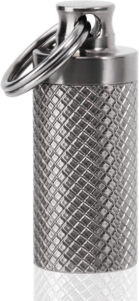 Titanium Keychain Pill Holder Container, Waterproof Portable Pill Box Case for Purse or Pocket, 1pc