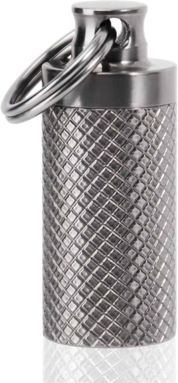 Titanium Keychain Pill Holder Container, Waterproof Portable Pill Box Case for Purse or Pocket, 1pc