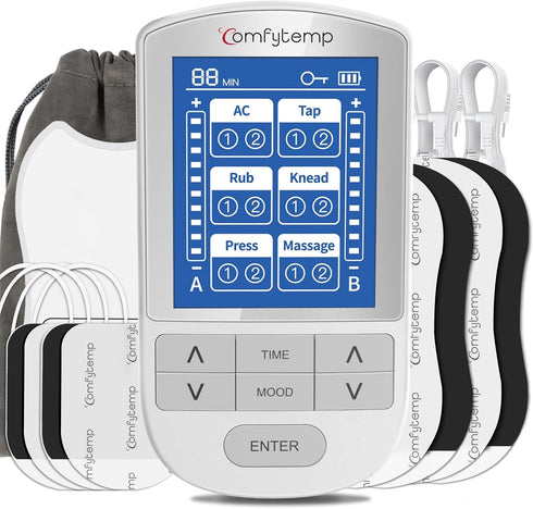 Comfytemp TENS Unit Muscle Stimulator, FSA HSA Eligible Dual Channels for Pain Relief, 12 Modes, 8 Electrode Pads