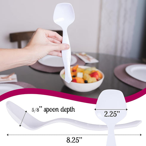Plasticpro Disposable Plastic Serving Spoons, Durable Heavy Duty Premium Utensils, Pack of 12