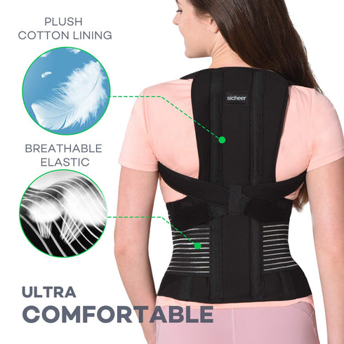 SICHEER Posture Corrector Back Brace for Women and Men, Shoulder Upright Support Trainer for Neck Pain Relief, Medium